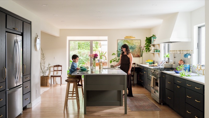 A Julie Brayton painting installed — kitchen, private residence