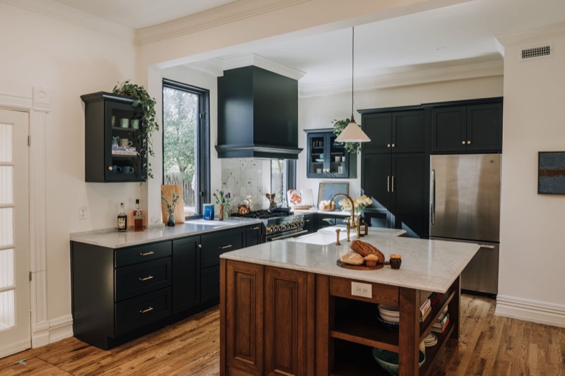 A Julie Brayton painting installed — kitchen, private residence