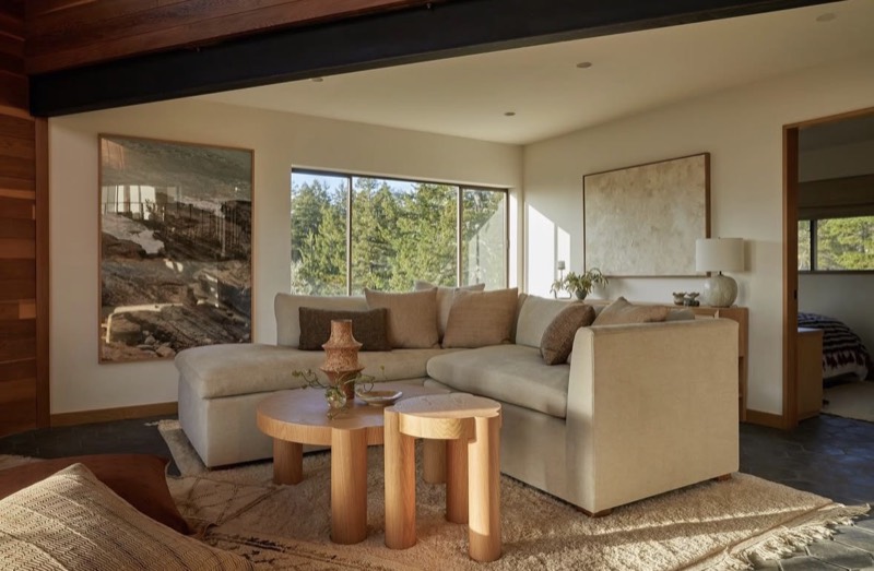 A Julie Brayton painting installed — great room, private residence
