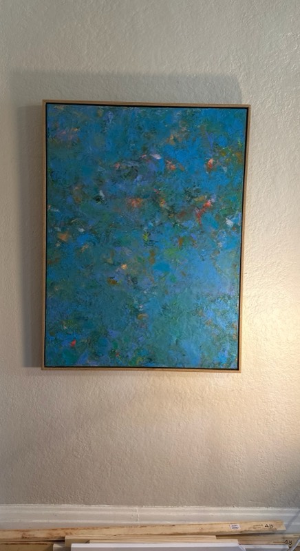 No. 09 — abstract painting by Julie Brayton. Cobalt and sea-glass blue.